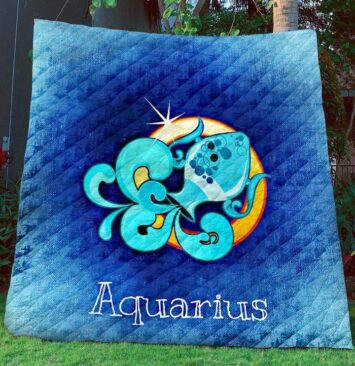 [ Zodiac Quilt] Aquarius Quilt For Cool Aquarius Horoscope Person| Pride Woven Throw Blanket Large Soft Comforting with Artistic Texture Design