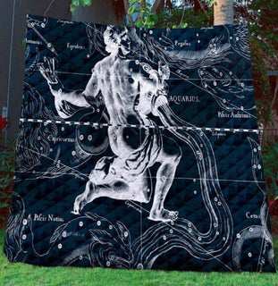 [ Zodiac Quilt] Aquarius Quilt For Cool Aquarius Horoscope Person| Pride Woven Throw Blanket Large Soft Comforting with Artistic Texture Design