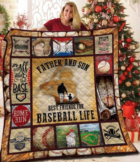 [Baseball Quilt] Father And Son Best Friends For Baseball Life | Pride Woven Quilt Large Soft Comforting with Artistic Texture Design