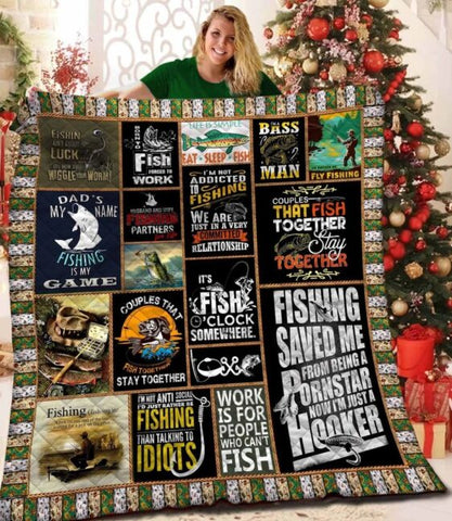 [Fishing Quilt] Fishing Saved Me From Being A Pornstar Now I’m Just A Hooker |Fishing Quilt Large Soft Comforting with Artistic Texture Design